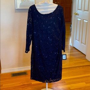 NWT Navy rouched dress sequins 18W